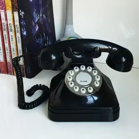 Vintage Landline Phone Retro Landline Corded Telephone Push Button Dialing Desk Telephone for Home Office Decoration -Black 12 best sales vintage telephone - №5