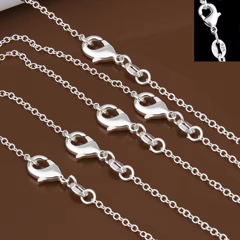 wholesale 5pcs/lot 925 Sterling Silver Chain necklace,Fashion Men/Women DIY Jewelry Rolo Chain 1mm Necklace 16 18 20 22 24 12 best sales s925 post - №1