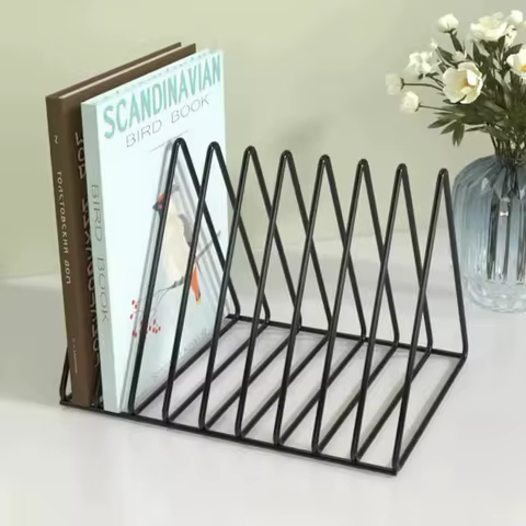 Book Storage Rack Desktop Iron Bookshelf Vinyl Records Holder Student Stationeres Organizer Newspapers Magazines Stand 8 best sales record stand - №6