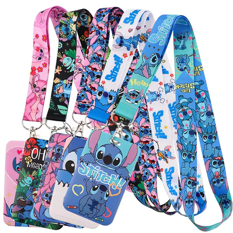 Stitch Cute Cartoon Animation Lanyards For Keys Chain ID Credit Card Cover Pass Mobile Phone Charm Neck Strap Badge Holder Gifts 8 best sales stitch lanyard - №1