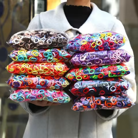 50Pcs/bag Colorful Basic Nylon Ealstic Hair Ties for Girls Ponytail Hold Scrunchie Rubber Band Kid Fashion Hair Accessories 8 best sales scronchi - №7