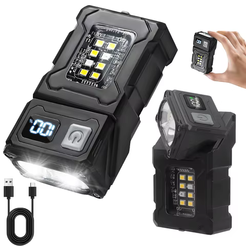 Mini Portable LED COB Flashlight Head Rotation Magnetic Torch Built-in Battery USB Rechargable Outdoor Camping Emergency Lantern 10 best sales msa helmet - №10