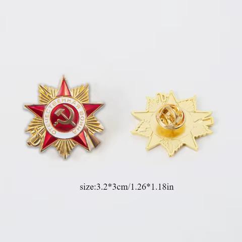Soviet Order of Victory Badge Award CCCP Medals Replica Red Star Emblem Lapel Pin Men Patriot Collection Gift 8 best sales medals - №2