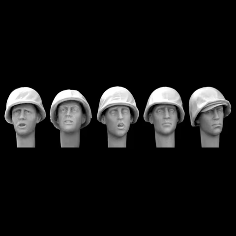 1/35 5 heads with USMC early type M1/cover, Resin Model figure soldier, Military themes, Unassembled and unpainted kit 10 best sales milim nava figure - №2