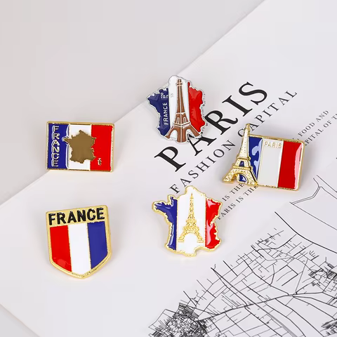 France National Flag Enamel Pins GR Paris Eiffel Tower La Tour Eiffel Souvenir Badge Brooch Bag Clothes Lapel Pin 10 best sales aruba souvenir - №5
