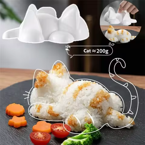 1PC Cute Cartoon Cat Mold DIY Rice Ball Sushi Molds Kids Rice Mashed Potato Pumpkin Mash Baking Supplies Kitchen Accessorie 8 best sales cat sushi - №8