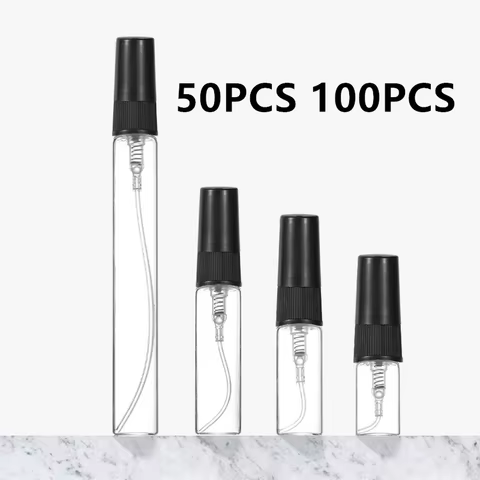 50/100PCS 2ML 3ML 5ML 10ML Black Portable Glass Perfume Bottle Empty Refillable Bottle Cosmetics Bottle Sample Thin Glass Vials 10 best sales perfumes mini - №10