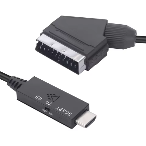 1080P SCART to HDMI Video Audio Converter Adapter Cable Male to Male SCART Input to HDMI Output for HDTV Sky Box STB Plug Play 8 best sales scart - №2