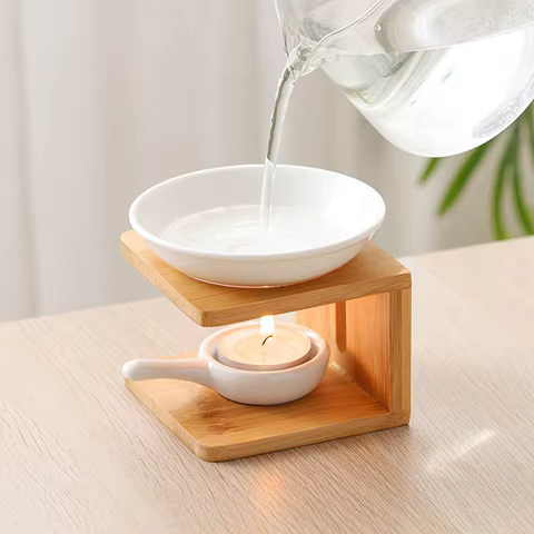 Ceramic Essential Oil Burner with Candle Holder Scented Wax Melt Burner Tealight Holder Decorative Centerpiece for Office Home 12 best sales essential oil burner - №4