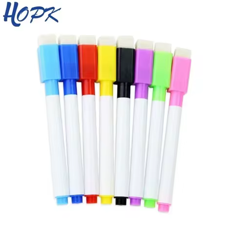 8PC Magnetic Colorful Whiteboard Pen Black White Board Markers Built In Eraser School Supply children's Graffiti Drawing pen 10 best sales white marker pen - №4