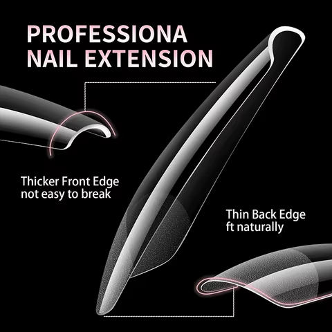 Luxury False Nail Tips Soft Gel Fingertip Semi-matte Capsules Almond French Coffin Full Cover Artificial Fake Nails Extension 12 best sales coffin press on nails - №8