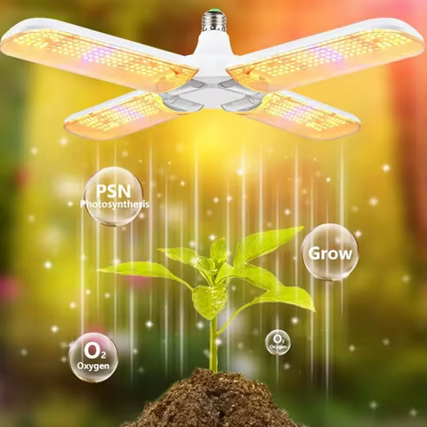 24/36/48W Fan Leaf Foldable LED Grow Light Full Spectrum E27 Plant Growing Light Phytolamp Bulb Indoor Plants Flower Seedling 8 best sales growbox 40x40 - №6