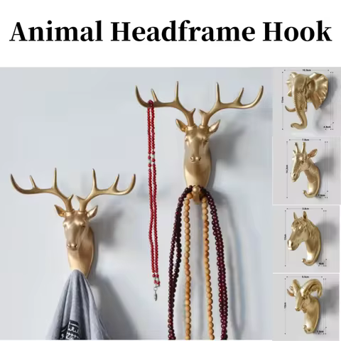 Wall Mounted Hook Animal Head Rack Jacket Cap Wall Mounted Horse Deer Elephant Giraffe Hook Decoration Bathroom Accessories 12 best sales deer head wall decor - №10