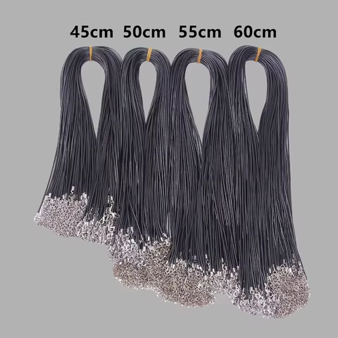 20pcs/lot Lobster Clasps Waxed Cord Necklace Dia 1.5mm 2mm Black Korean Waxed Rope Thread For Jewelry Making Length 45 50 60cm 10 best sales korean jewelry making materials - №7