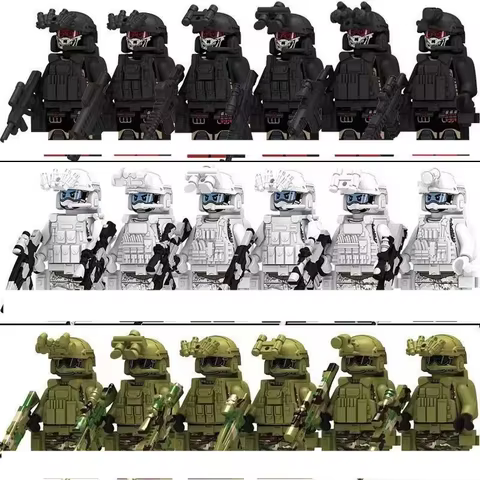 City Police Camouflage Ghost Commando Special Forces Building Blocks MOC Modern Russian Soldier Figures Military Weapon Toy 10 best sales police lego - №8