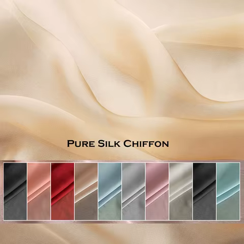 55'' Wide By Meter Plain Mulberry Pure Silk Chiffon Fabric Dancing Wedding Silk Flowly 10 best sales fabric chiffon - №4