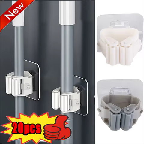 Self-adhesive Mop Holder Broom Stand Wall Mounted Mop Support Sweeping Brush Hook Storage Organizer Bathroom Kitchen Accessories 10 best sales garbage pail kids figure - №1