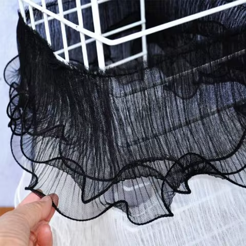 12CM Wide 2022 Modern Embroidery Flower Tulle Lace Fabric Trim Ribbon DIY Sewing Ruffle Applique Collar Fringe Wedding Decor 10 best sales denim trim - №5