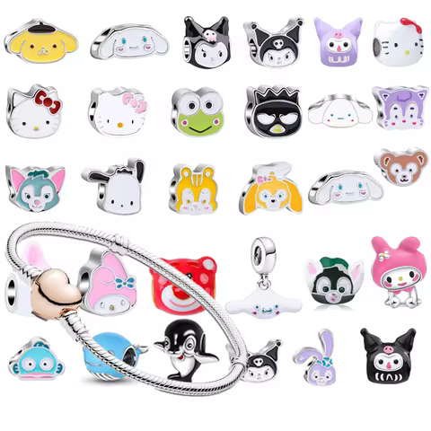 Sanrio Hello Kitty Melody Charming Cartoon Dripping Oil Beads Fit Original Bracelets Colorful DIY Jewelry Accessories Kid Toy 8 best sales dijes hello kitty - №7