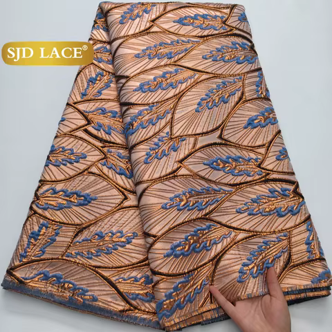 SJD LACE Damask Lace Fabrics African Jacquard Brocade Nigerian 2025 Latest French Women Gilded Lace for Wedding Dresses Sew 4251 12 best sales brocade fabric nigeria - №11
