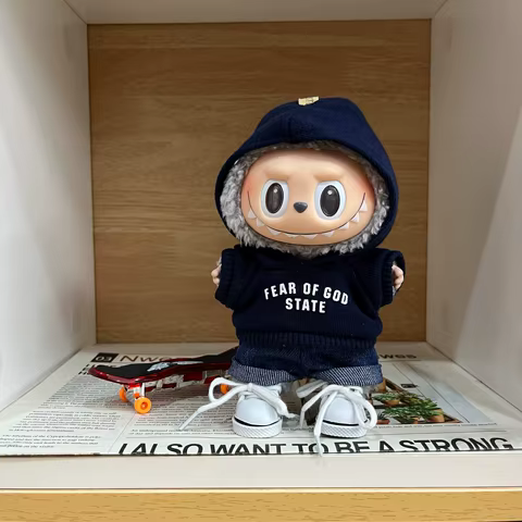 17cm Labubu I II Idol Dolls Hoodie Set Cute Mini Plush Doll'S Clothes Korea Kpop Exo Idol Dolls Accessories Gifts 12 best sales doll hoodie - №7
