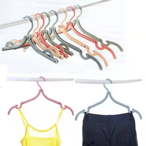 5pcs/10pcs Foldableable Portable Clothes Hanger Travel Portable Clothes Hanging Rack Multi-functional Storage Home Business Trip 8 best sales clothes hangers bulk - №7