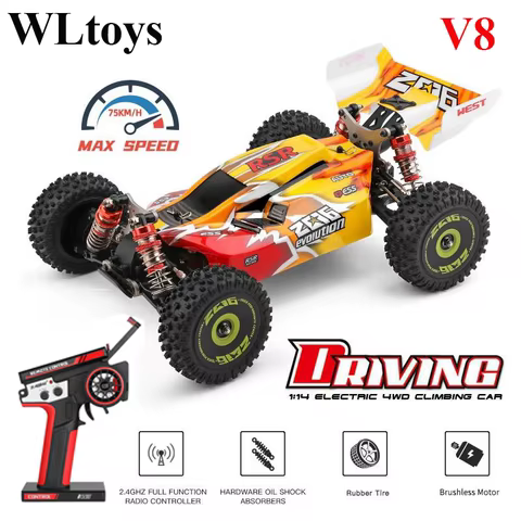Top WLtoys 144010-V8 2.4G Racing RC Car 70 KM/H Brushless Motor 4WD High Speed Off-Road Drift RC Toys for Kids and Adults Gift 10 best sales rc car wltoys - №9