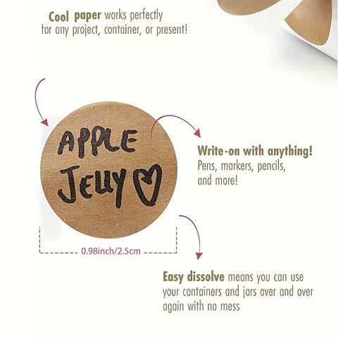 500 pcs / 1 roll ,kraft round self-adhesive label paper items classification name stickers personalized labels 6 best sales my name is sticker - №1