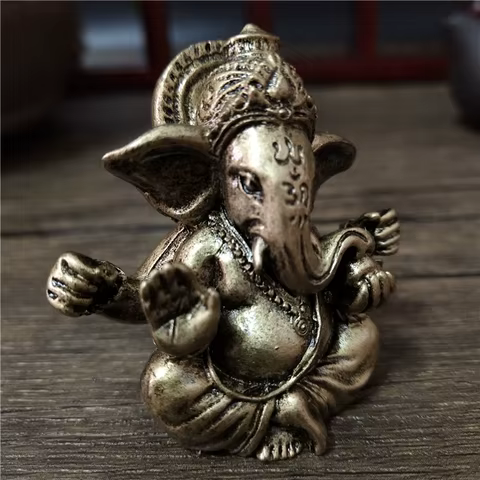 Bronze Color Lord Ganesha Statue Buddha Ornaments Elephant Hindu God Sculpture Figurines Home Office Decoration Buddha Statues 6 best sales buddha shop - №6