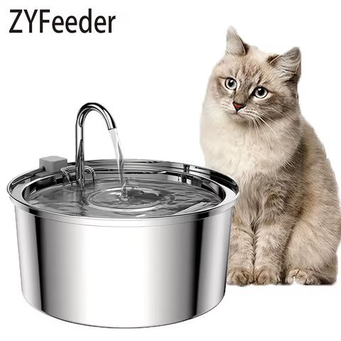 Stainless Steel Pet Water Feeder Cat Automatic Water Fountain USB Electric Mute for Cat Dog Filter Fountain Smart Drinking Bowl 8 best sales water fountain for cats - №7