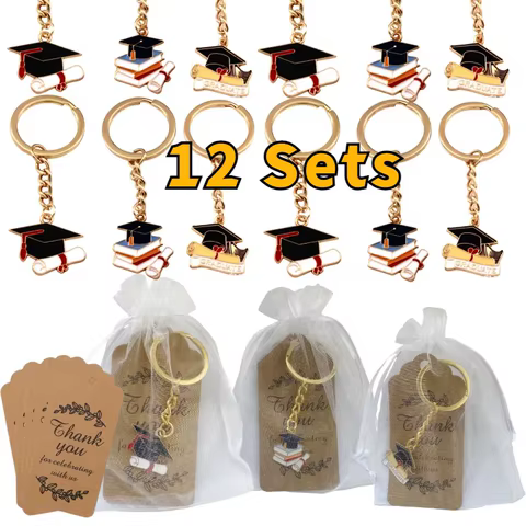 12 Sets Graduation Party Favors, Keychains with Thank You Tags and White Organza Bags for Graduation Gifts 10 best sales thank you gifts - №9