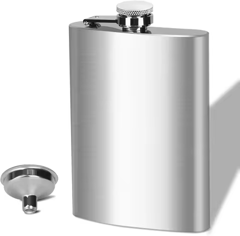 LMETJMA 10 oz Stainless Steel Hip Flask with Funnel Pocket Hip Flask Alcohol Whiskey Hip Flask Screw Cap KC0139 12 best sales alcohol pocket bottle - №1