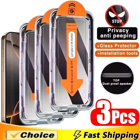 3Pcs Dust Free Installation Privacy Screen Protector for IPhone 16 14 11 12 13 15 Pro Max 7 8 Plus Mini X XR XS Anti-spy Glass 10 best sales samsung 22 ultra - №4