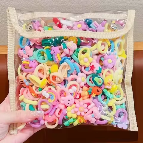 20-40 Pieces/Set Rubber Band for Children Cartoon Hair Band New Sweet Hair Rope Hair Accessories 6 best sales anime hair accessories - №1