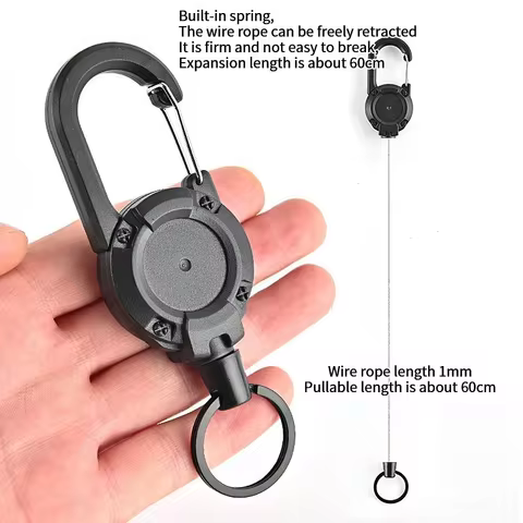 1Pcs Anti-theft Metal Easy-to-pull Buckle Rope Elastic Keychain Sporty Retractable Key Ring Anti Lost Yoyo Ski Pass ID Card 6 best sales retractable keychain - №3