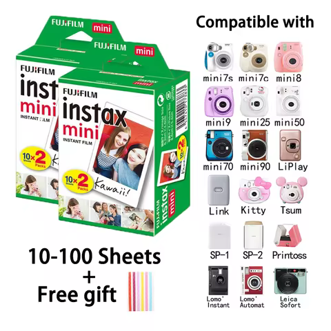 Fujifilm Instax Mini Film White Edge 10 20 40 60 80 100 Sheets For FUJI Instant Photo Camera Mini 12/11 Mini 9 8 7s 70 EVO Link 6 best sales fake instax mini - №3