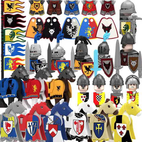 Medieval Military Castle Knight Army Set Building Blocks Green Dragon Wolf Warrior The War of Roses War-horse Weapons Brick Toys 10 best sales castle brick - №9