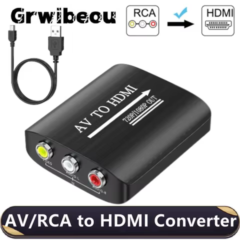 HD 1080P AV to HDMI RCA To HDMI Composite Adapter Converter With USB Cable CVBS AV Adapter For N64 Wii PS1/2/3 Xbox One SNES etc 6 best sales wii hdmi converter - №6