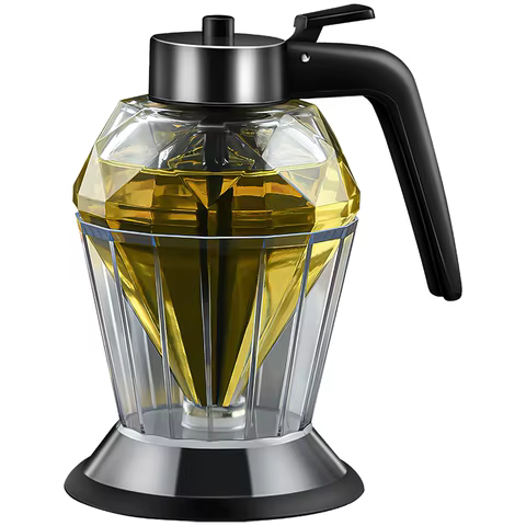 Diamond Shaped Glass Honey Dispenser with Stand 200ml Large Capacity Oil Dispenser Multifunctional Oil Bottle Vinegar and Sauce 6 best sales beverage dispenser glass - №5