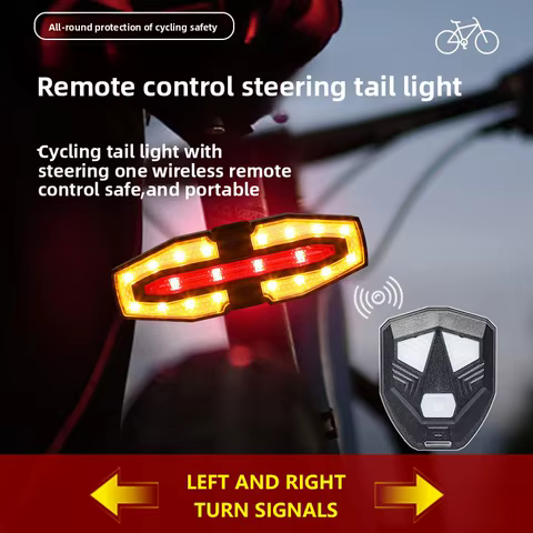 Wireless bicycle steering remote control warning tail light with horn, high volume prompt sound, USB charging night riding turn 12 best sales giant ride control - №3