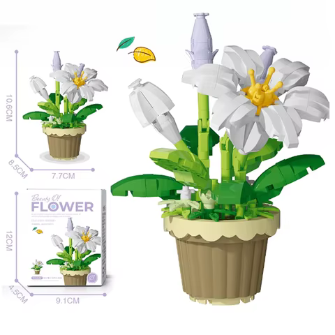1PC Mini Succulent Flower Pot Building Blocks Simulation Flower Assembling Brick Model Kids Toys Home Decoration Collection Gift 8 best sales mould king harry potter - №3