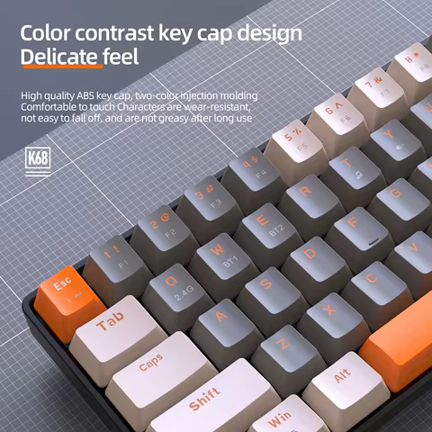 60% Wireless Mechanical Keyboard Bluetooth Dual Mode Hot-Swap Ziyoulang K68 Mini Keyboard 68-Key Red Switch for PC/IPhone iPad 12 best sales portable keyboard - №6