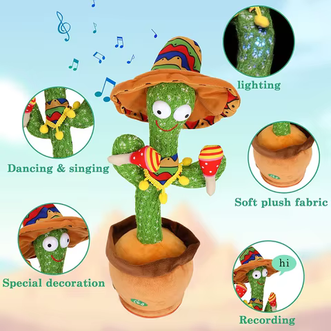 Talking Cactus Baby Toy Dancing Cactus Repeats What You say for Kids with English Songs Dancing Toy for Gift Toddle Girls Boys 8 best sales cactus dancing toy - №6