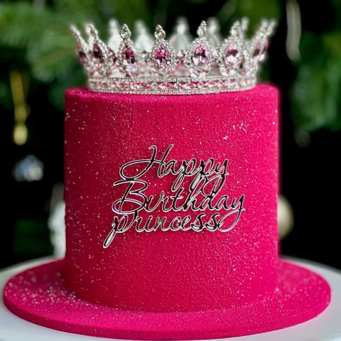 Cake Topper Acrylic Happy Birthday Queen Princess Suitable for Girls Birthday Party Cake Decoration Girls Mitzvah Baby Shower 12 best sales princess birthday - №6