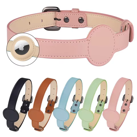 For Apple Airtag Protective Tracker Waterproof Pet Dog Anti-lost Positioning Silicone PU Collar Anti-lost Pet Cat Dog Collar 8 best sales air tag dog collar - №3
