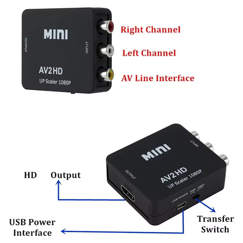 RCA AV to HDMI-compatible Converter AV/CVSB L/R Video Box HD 1080P 1920*1080 Support NTSC PAL Output AV To HDMI-compatible 12 best sales vhs to digital converter - №3