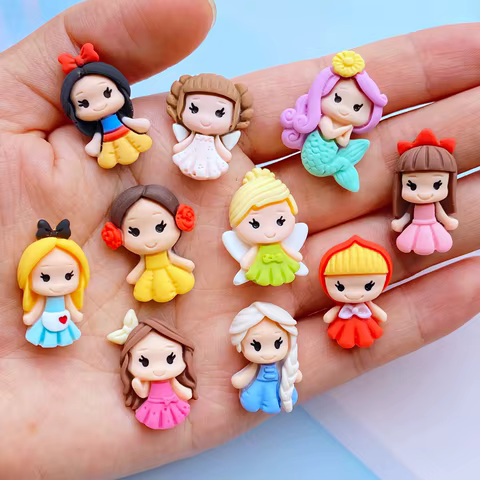 10Pcs New Cute Resin Mini Cartoon Princess Flat Back Scrapbook Kawaii DIY Home Furnishing Embellishments Hairpin Accessories 10 best sales resin cupcake - №5