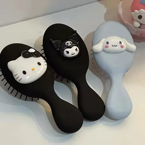 Sanrio Kuromi Cinnamoroll Air Cushion Comb Hello Kitty Air Cushion Comb Kawaii Hello Kitty Y2k Things Black Portable Combs Girls 8 best sales chococat plush - №8