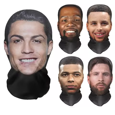 3D Funny Pattern Mesh Face Mask Head Cover Party Halloween Cosplay Props UV Protection Shield Ronaldo Pattern 12 best sales cosplay katniss - №2