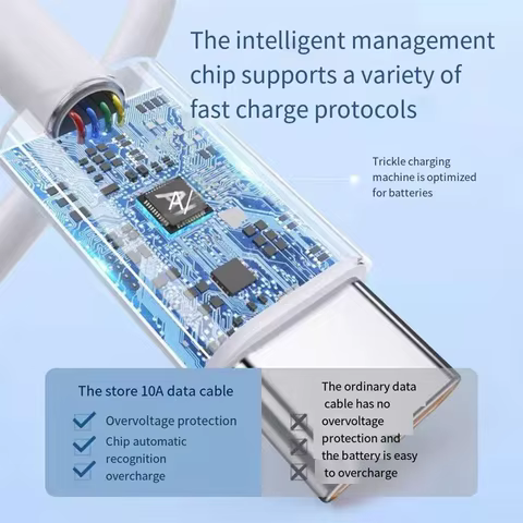 120W 10A Dual USB-C To Type C Super Fast Charging Data Cable For iPhone15 Samsung Huawei Quick Cord Transfer Wire 0.25m/1m/2m/3m 10 best sales moto g power 2022 - №4
